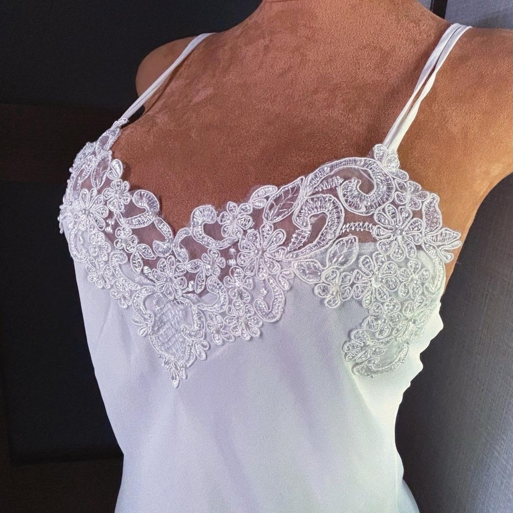 CALIFORNIA DYNASTY Vintage Off White Beaded Slip Dress Chemise Size Medium